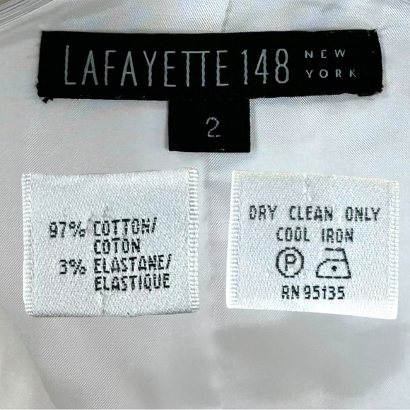 Lafayette 148 - Women’s Belted Blazer Jacket, 3/4 Sleeve, Zip-Up - White, Size 2 - Picture 17 of 17